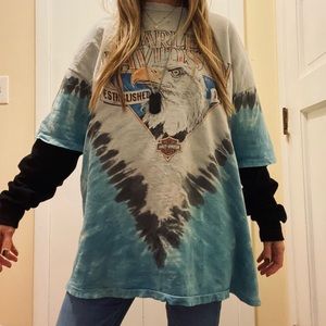 Vintage Distressed Harley Davidson Tie Dye Tshirt